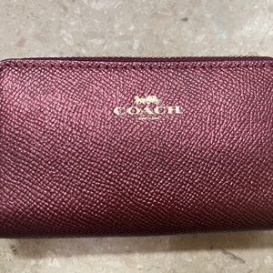 Coach Small Zip Around Wallet (metallic cherry/maroon/burgundy)